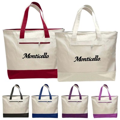 12 oz Canvas Tote Bag With External Pocket